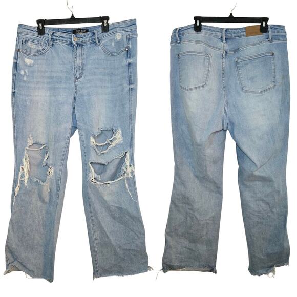 Judy Blue High Waisted Rigid Magic 90's Destroy Straight Jean Size 16W - Picture 1 of 3